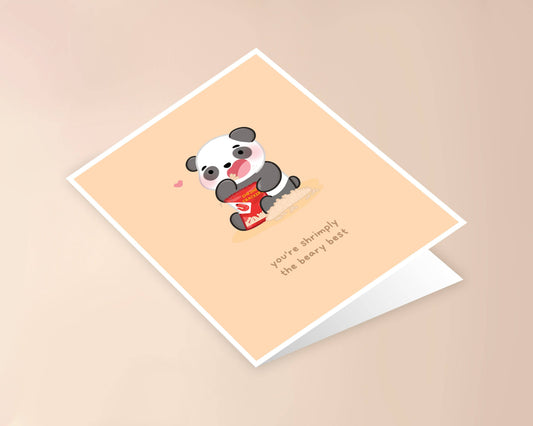 You're Shrimply the Beary Best Greeting Card: Single Greeting Card