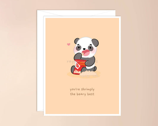 You're Shrimply the Beary Best Greeting Card: Single Greeting Card