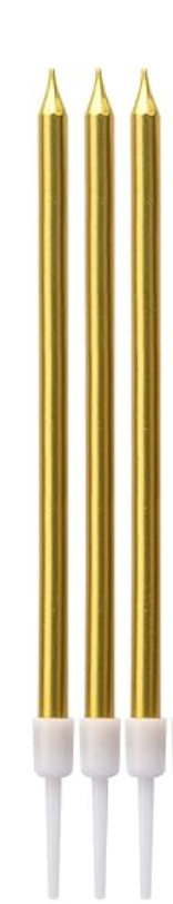 Gold Tall Candles (Pack of 3)