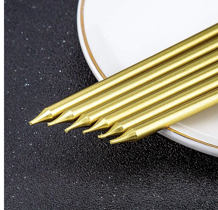 Gold Tall Candles (Pack of 3)